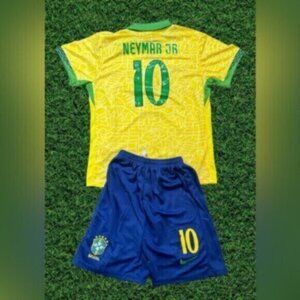 NEW Brazil Neymar Jr #10 HOME KIDS Soccer Jersey KIT